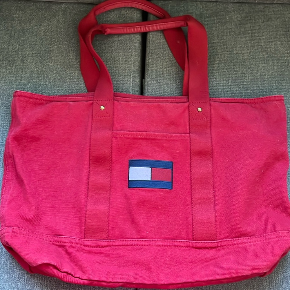 Tommy Hilfiger red canvas tote
